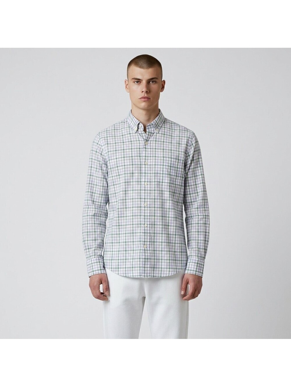 Bonobos Shirt Men M Medium White Plaid Button Up Collared Tailored Fit Stretch